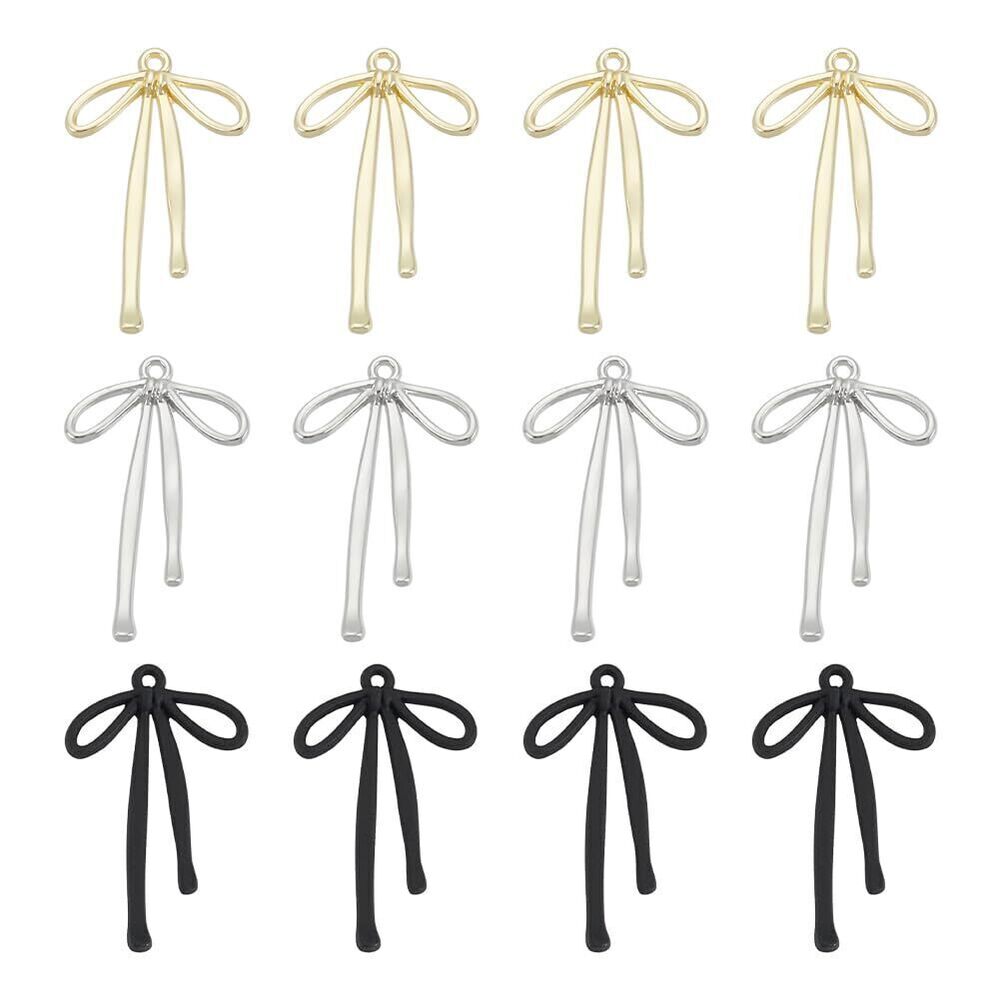 4481 30Pcs 3 Colors Bowknot Charms 33mm Long Pendants Metal Cute Bow Charms